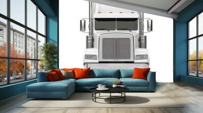 Front view of a white American truck head on transparent background Wall mural