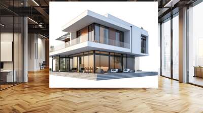 Modern house on white or transparent background Wall mural