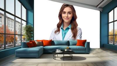 Portrait of a female pharmacist isolated on white background Wall mural