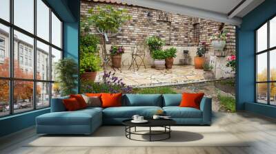 beautiful place in the garden in the mediterranean style - rustical garden Wall mural