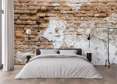 peeling wall texture with exposed brick old masonry Wall mural