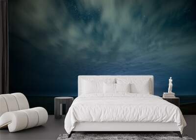 Night thunderstorm with lightning above the sea Wall mural