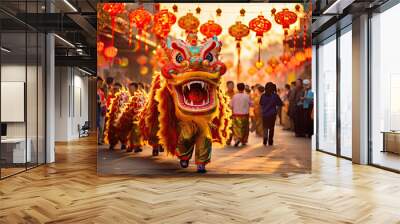 Chinese dragon as a character for the dragon dance at the Chinese New Year festival. Wall mural