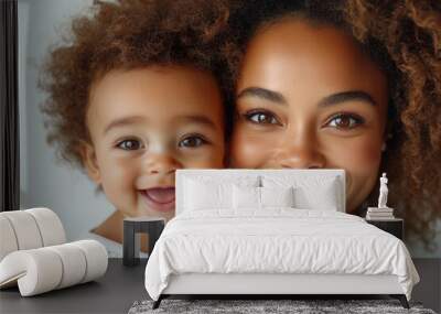 Love of a mother and baby. Family at home. Lifestyle Wall mural