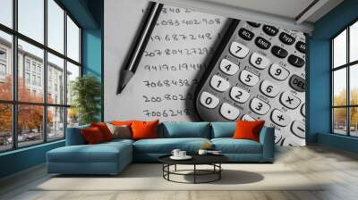 Accounting with a pencil and a calculator Wall mural