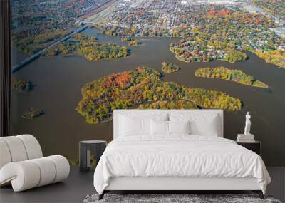 Canadian Autumn in Laval, Quebec, aerial view Wall mural