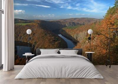 Horseshoe river Vltava near Stechovice from view Maj in central Bohemia, Czech republic. Wall mural