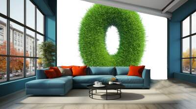 number symbol of green fresh grass isolated on a white Wall mural