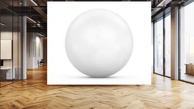 White ball isolated on white background. 3d rendering Wall mural