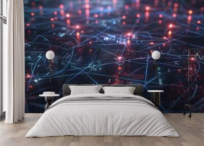  Digital data stream: Vibrant technological background Wall mural