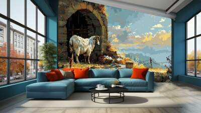 Jesus and bible scene art Wall mural