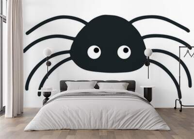 Simple vector of a black spider with cute big eyes. Nice spider kawaii. Wall mural