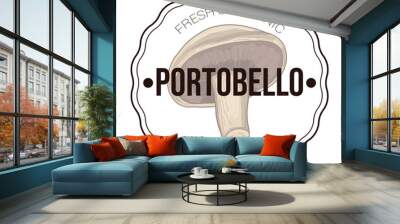 Portobello Mushroom badge logo sticker template Wall mural