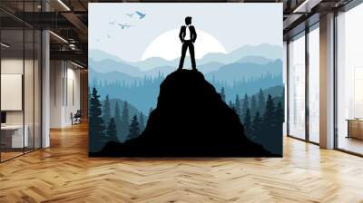 Businessman on the rock Wall mural