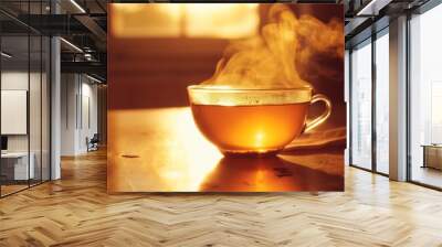 cup of steaming hot tea Wall mural