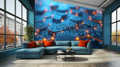 Graphene molecular grid, graphene atomic structure concept Wall mural