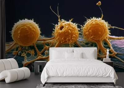 immune cells attack cancer cells, T-cells attacking cancer Wall mural