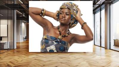 Beautiful African fashion model in traditional dress. Wall mural