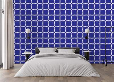 blue and white tartan plaid pattern.Vector illustration. Wall mural