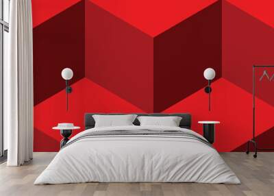 PrintRed cube pattern Background in three red color tones. Wall mural