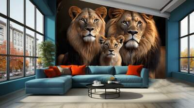 AI Generated illustration from lions family Wall mural