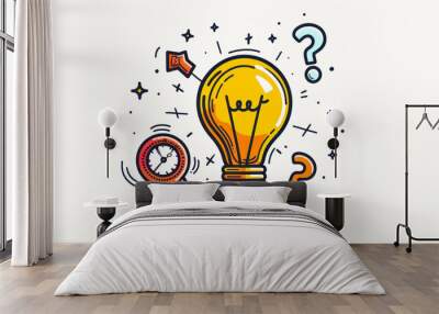 Creativity and Innovation Concept With Light Bulb and Diverse Elements Wall mural