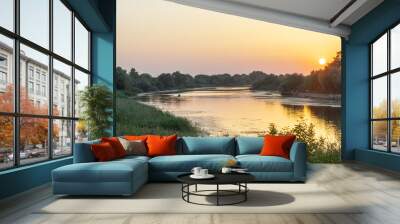 sunset on the river Wall mural