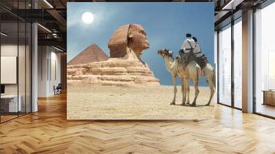 symbol egypt's - pyramid, sphinx, camel, sand and sun Wall mural