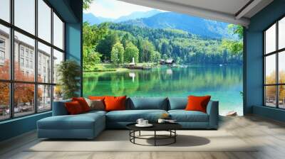 Beautiful view on Lake, mountain with reflection. Lake Bohinj. S Wall mural