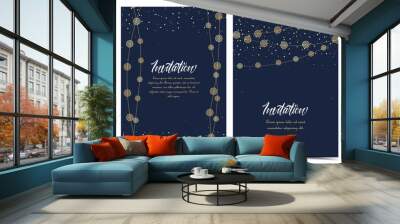 Vector illustration of light cords on a dark background. String Lights. Cheerful party and celebration Wall mural