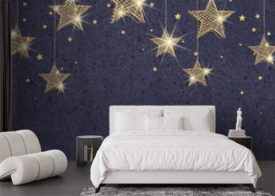 Vector illustration of stars on a dark background. Night sky. Cheerful party and celebration Wall mural