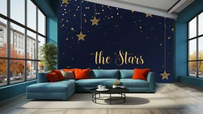 Vector illustration of stars on a dark background. Night sky. Cheerful party and celebration Wall mural