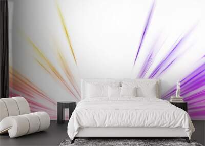 Abstract neon rays of light on a transparent background in PNG format. Purple speeds on the expressway. Sport car is made of polygons, lines and connected dots.	 Wall mural