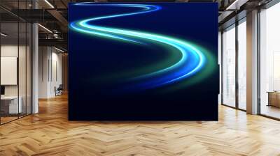 Acceleration speed motion on night road. Laser beams luminous abstract sparkling isolated on a transparent background. Magic moving fast speed police lines.  Wall mural