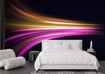 Particle motion effect. Beautiful glow light flare and spark. Red blue special effect, speed police line. Magic of moving fast lines. Laser beams, horizontal light rays. Vector. Wall mural