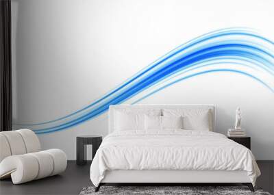 Wavy transparent curved lines in the form of the movement of sound waves in a set of different shapes of whirlpool. Light, light garland PNG.  Wall mural