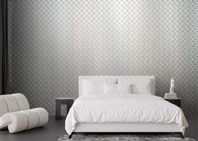 White silver metal industrial plate wall diamond steel patterned background Wall mural