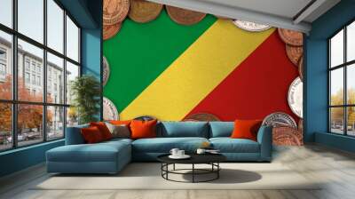 Coins on flag of Republic of the Congo . trading investment business currency concept
 Wall mural