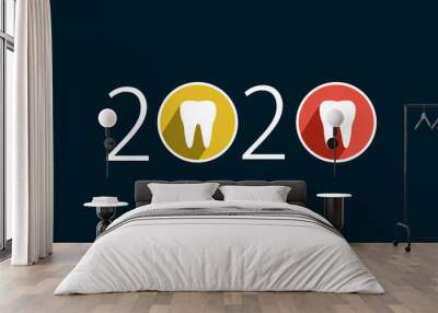 happy new year 2020. 2020 with tooth sign Wall mural