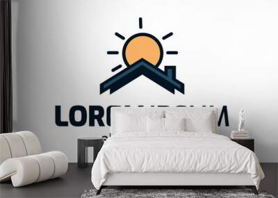 House with sun flat logo or icon
 Wall mural