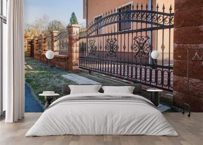 Iron fence with iron gate Wall mural