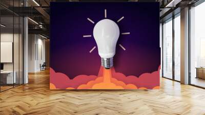 Light bulb rocket launch for idea boost Wall mural