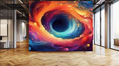 psychedelic background featuring a hypnotic spiral vortex abstract colorful wallpaper. dynamic dimensions swirling colors Wall mural