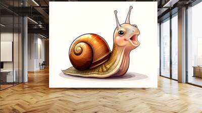 cute snail on the white background Wall mural