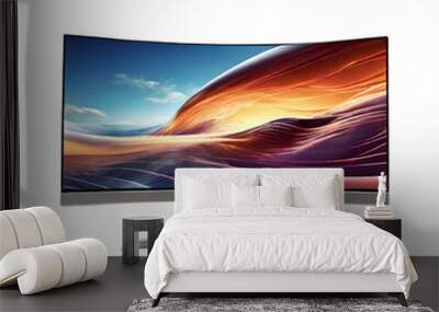 Ultra wide curve lcd monitor screen on transparent background Wall mural