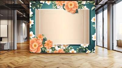 Vector beautiful and elegant floral wedding invitation card blank mockup realistic HD . Wall mural