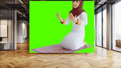 3d render 3d rendering Muslim women pray in the holy month of Ramadan Wall mural