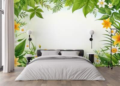 Banner, flowers, place for text. Illustration Wall mural