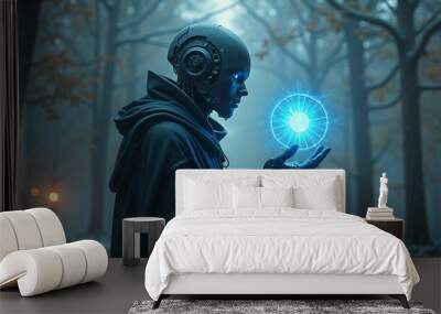 cybernetic priest robot digital art poster Wall mural