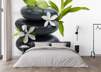 Spa still life with white flowers Wall mural